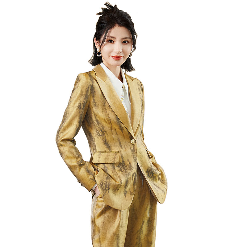 Women Formal Wear With Tie - Feminino dourado preto formal calça terno