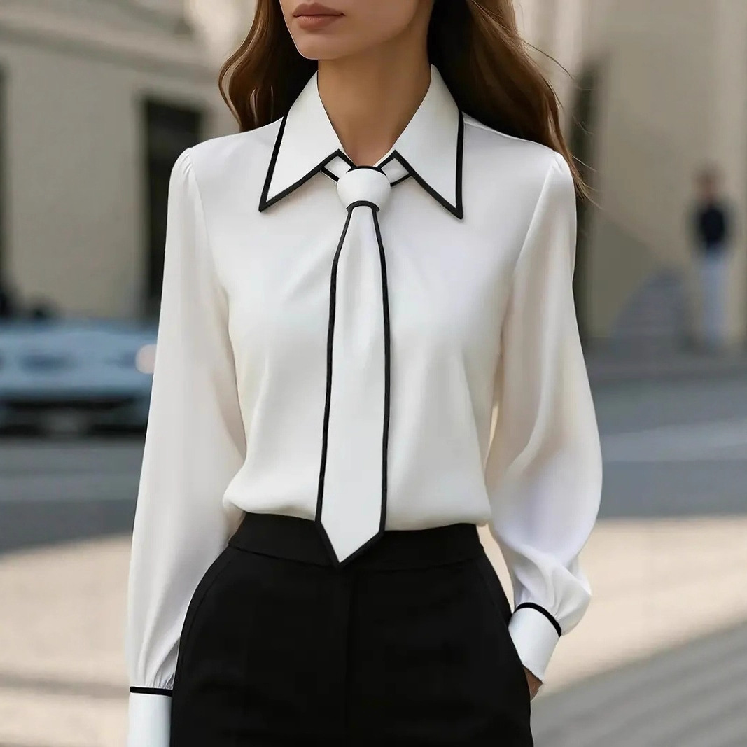 Blusa Feminina com Detalhes Co - Women Formal Wear With Tie avaliação e preço